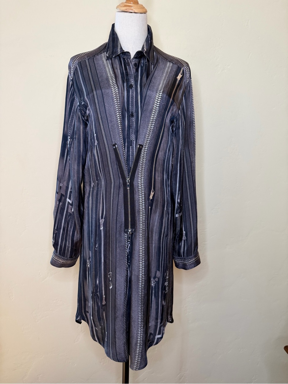 Jean Paul Gaulthier for Lindex black grey Zipper print dress Size EU 40 US 6 8 - Picture 2 of 7